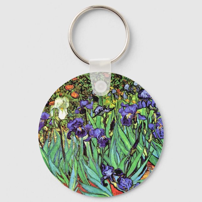 Vincent Van Gogh - Irises - Flower Lover Fine Art Key Ring (Front)