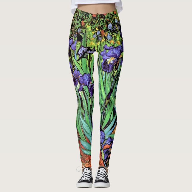 Vincent Van Gogh - Irises - Flower Lover Fine Art Leggings (Front)