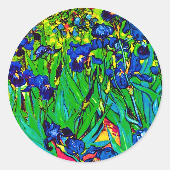 Vincent Van Gogh - Irises - Flower Lover Pop Art Classic Round Sticker (Front)