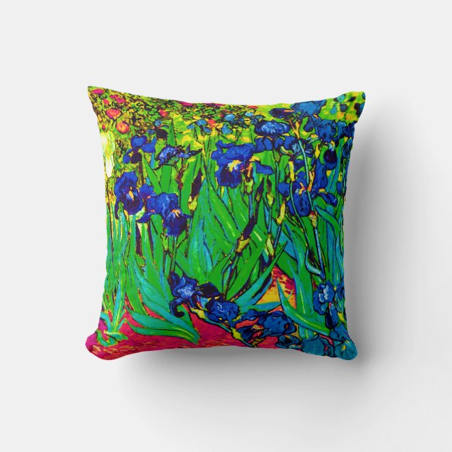 Vincent Van Gogh - Irises - Flower Lover Pop Art Cushion (Front)