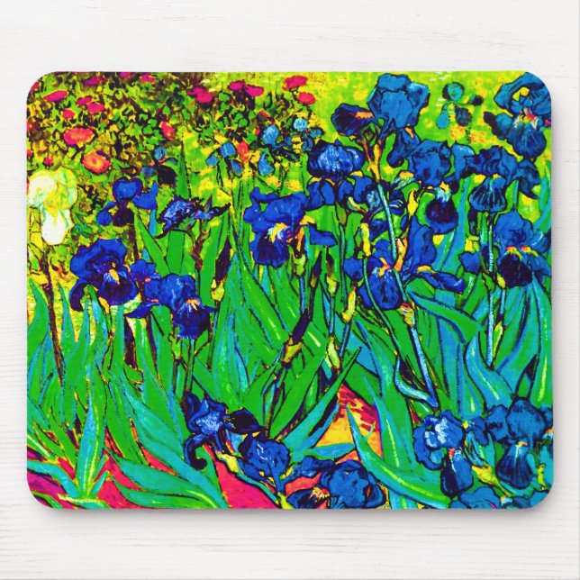 Vincent Van Gogh - Irises - Flower Lover Pop Art Mouse Mat (Front)