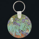 Vincent van Gogh - Irises Key Ring<br><div class="desc">Irises (1889) by Van Gogh is a vintage post impressionism fine art floral nature painting. A group of purple bearded irises and a single white iris flower growing in a garden. It was one of his first paintings while he was at the asylum in Saint-Remy-de-Provence. In 1987 it became the...</div>