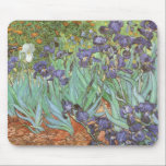 Vincent van Gogh - Irises Mouse Mat<br><div class="desc">Irises (1889) by Van Gogh is a vintage post impressionism fine art floral nature painting. A group of purple bearded irises and a single white iris flower growing in a garden. It was one of his first paintings while he was at the asylum in Saint-Remy-de-Provence. In 1987 it became the...</div>