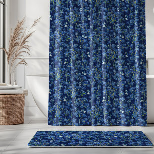 Vincent Van Gogh Irises on Royal Cobalt Blue Shower Curtain