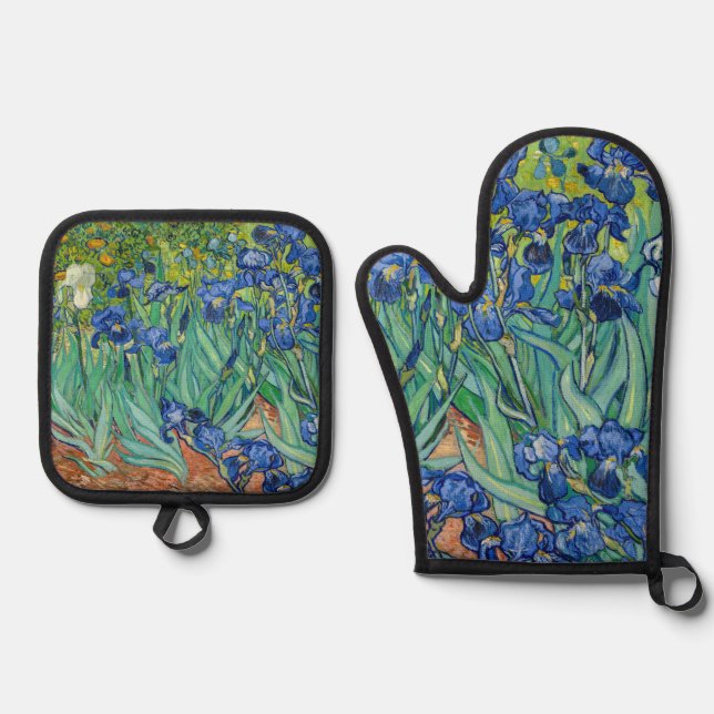 Vincent Van Gogh - Irises Oven Mitt & Pot Holder Set (Front)