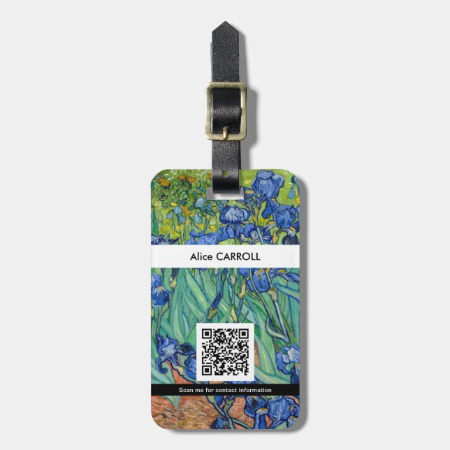 Vincent Van Gogh - Irises - QR Code Luggage Tag (Front Vertical)