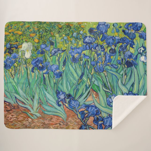 Vincent Van Gogh - Irises Sherpa Blanket (Front (Horizontal))