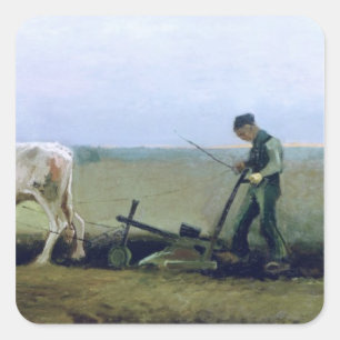 Vincent van Gogh   Labourer and Peasant Planting Square Sticker