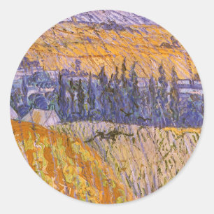 Vincent van Gogh - Landscape at Auvers in the Rain Classic Round Sticker