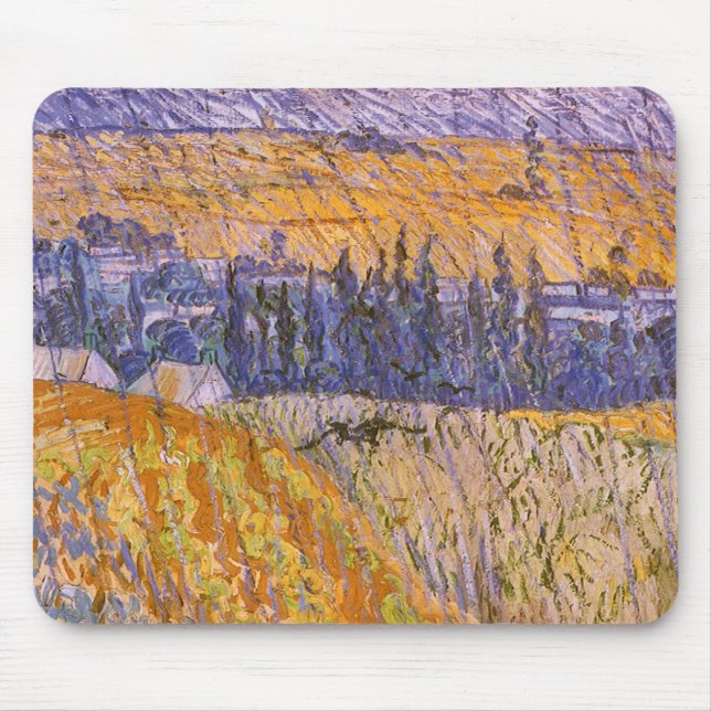Vincent van Gogh - Landscape at Auvers in the Rain Mouse Mat (Front)