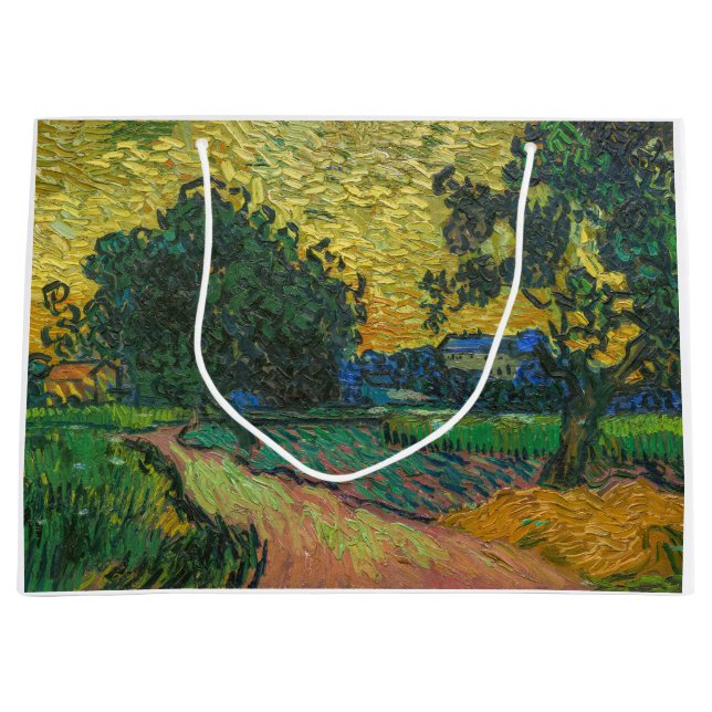 Vincent van Gogh - Landscape at Twilight Large Gift Bag (Front)