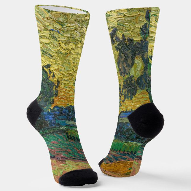 Vincent van Gogh - Landscape at Twilight Socks (Angled)
