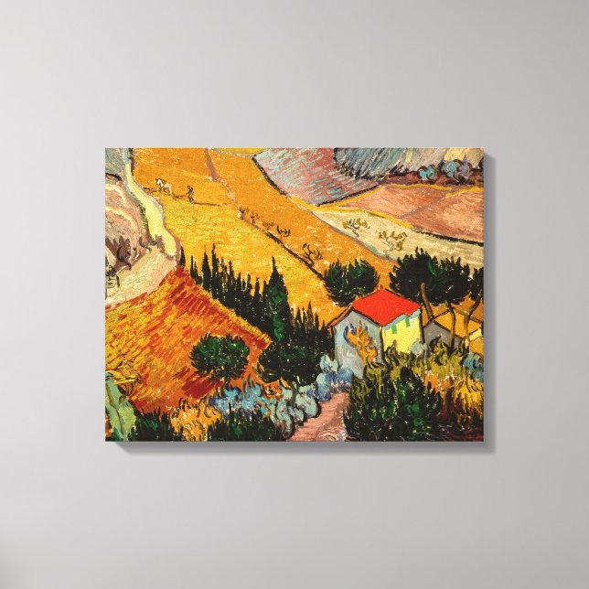 Vincent van Gogh - Landscape, House and Ploughman Canvas Print (Front)
