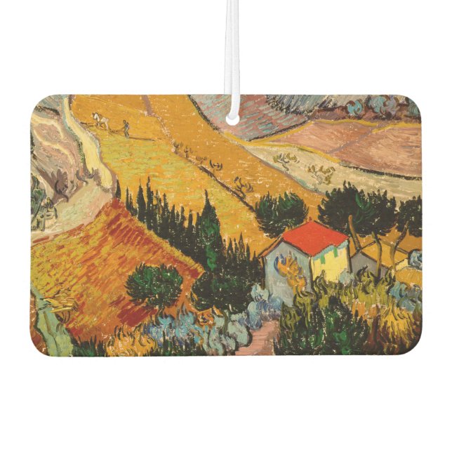 Vincent van Gogh - Landscape, House and Ploughman Car Air Freshener (Front)