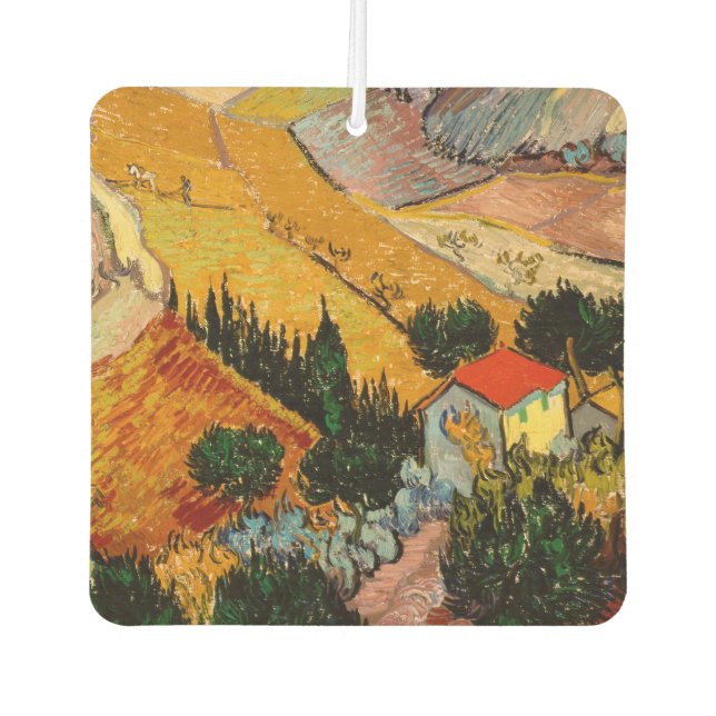 Vincent van Gogh - Landscape, House and Ploughman Car Air Freshener (Front)