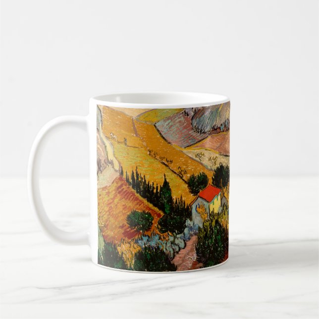 Vincent van Gogh - Landscape, House and Ploughman Coffee Mug (Left)