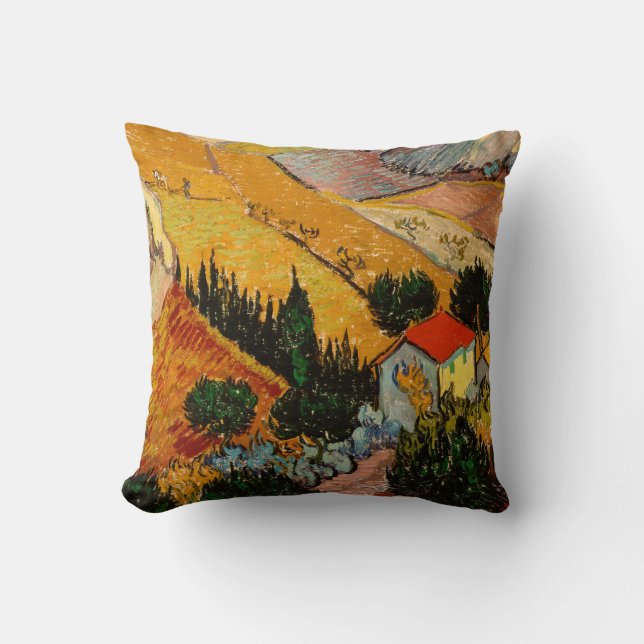Vincent van Gogh - Landscape, House and Ploughman Cushion (Front)