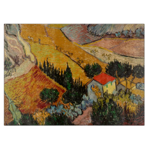 Vincent van Gogh - Landscape, House and Ploughman Cutting Board