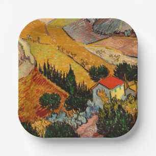 Vincent van Gogh - Landscape, House and Ploughman Paper Plate