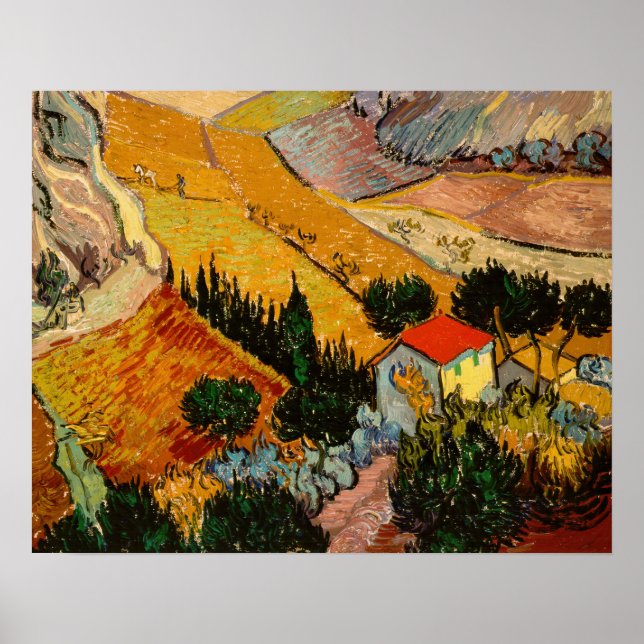 Vincent van Gogh - Landscape, House and Ploughman Poster (Front)