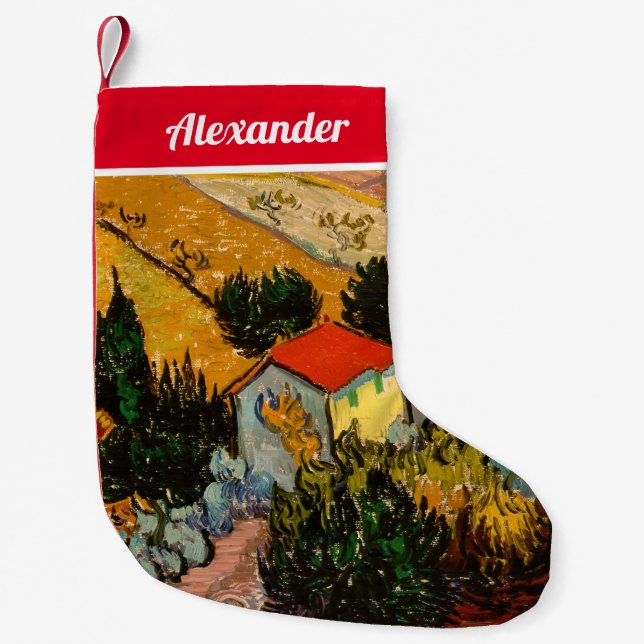 Vincent van Gogh - Landscape, House and Ploughman Small Christmas Stocking (Front)