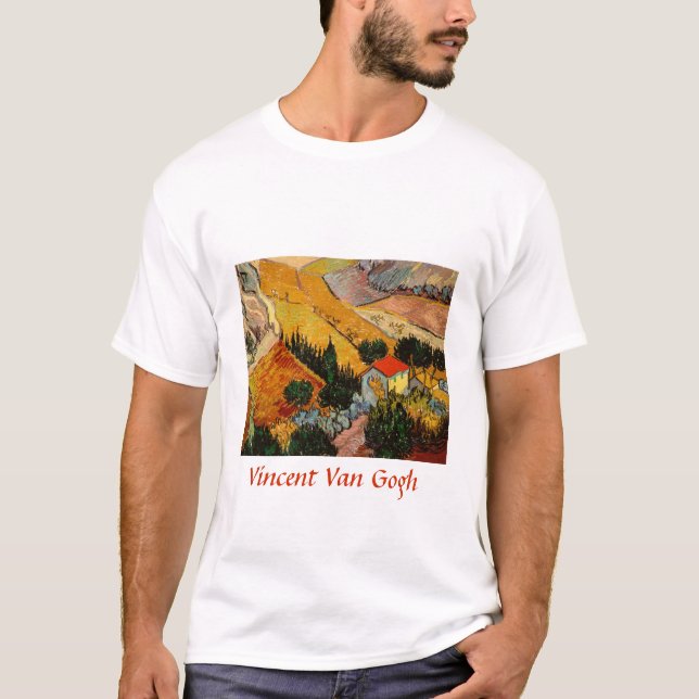 Vincent van Gogh - Landscape, House and Ploughman T-Shirt (Front)