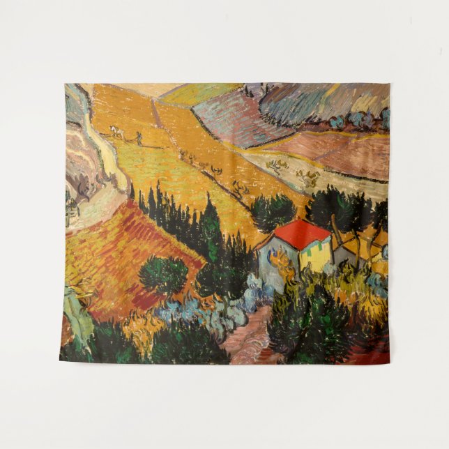 Vincent van Gogh - Landscape, House and Ploughman Tapestry (Front (Horizontal))