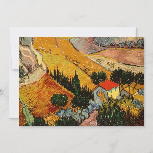 Vincent van Gogh - Landscape, House and Ploughman Thank You Card (Front)