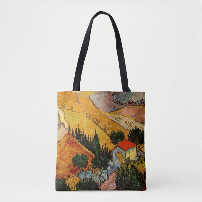 Vincent van Gogh - Landscape, House and Ploughman Tote Bag (Front)