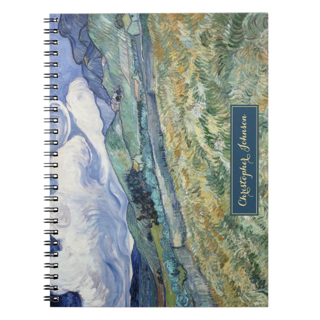 Vincent Van Gogh Landscape Vintage Art Monogrammed Notebook (Front)
