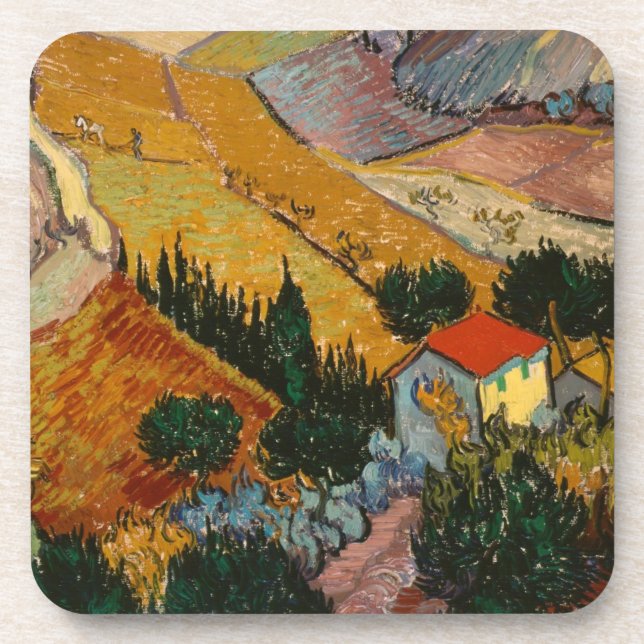 Vincent van Gogh | Landscape w/ House & Ploughman Coaster (Front)