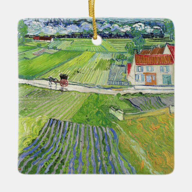 Vincent van Gogh - Landscape with Carriage & Train Ceramic Ornament (Front)