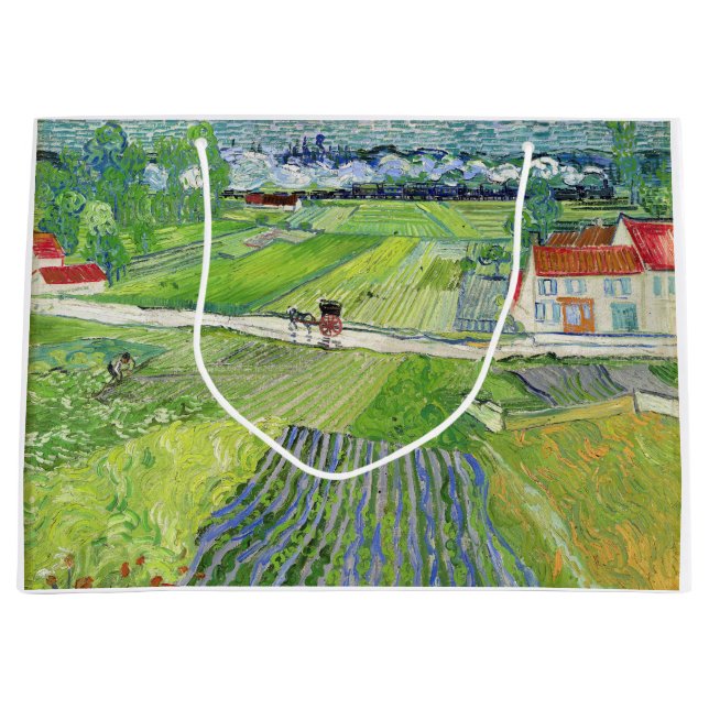 Vincent van Gogh - Landscape with Carriage & Train Large Gift Bag (Front)