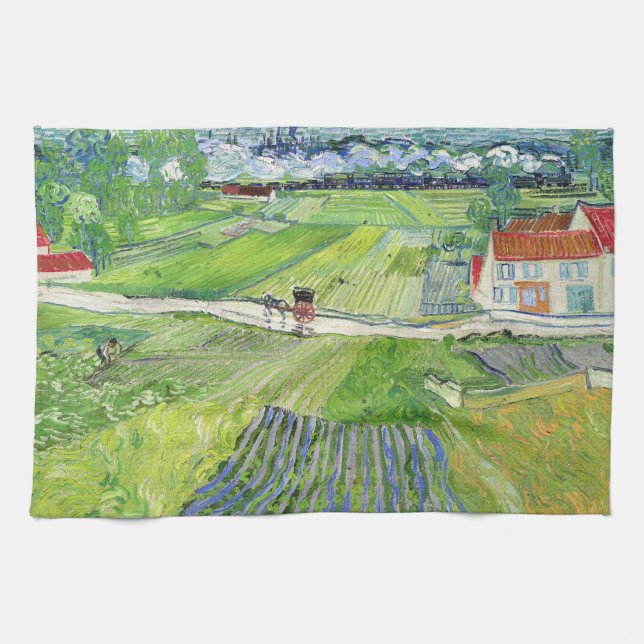 Vincent van Gogh - Landscape with Carriage & Train Tea Towel (Horizontal)