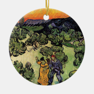Vincent Van Gogh - Landscape With Couple Fine Art Ceramic Tree Decoration