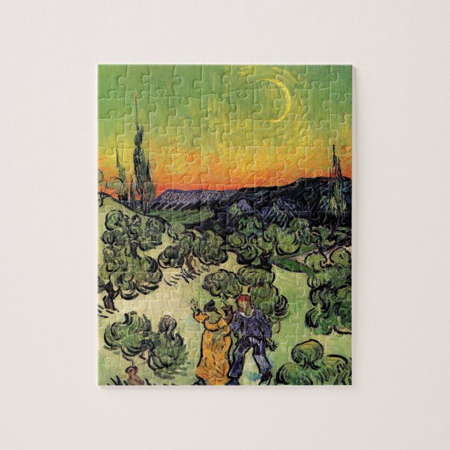 Vincent Van Gogh - Landscape With Couple Fine Art Jigsaw Puzzle (Vertical)
