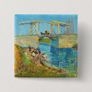 Vincent van Gogh - Langlois Bridge at Arles #1 15 Cm Square Badge