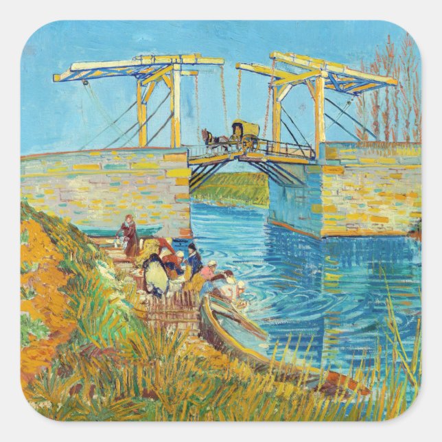 Vincent van Gogh - Langlois Bridge at Arles #1 Square Sticker (Front)