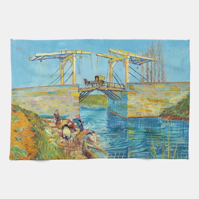 Vincent van Gogh - Langlois Bridge at Arles #1 Tea Towel (Horizontal)