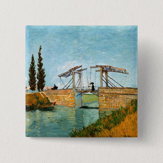 Vincent van Gogh - Langlois Bridge at Arles #3 15 Cm Square Badge (Front)