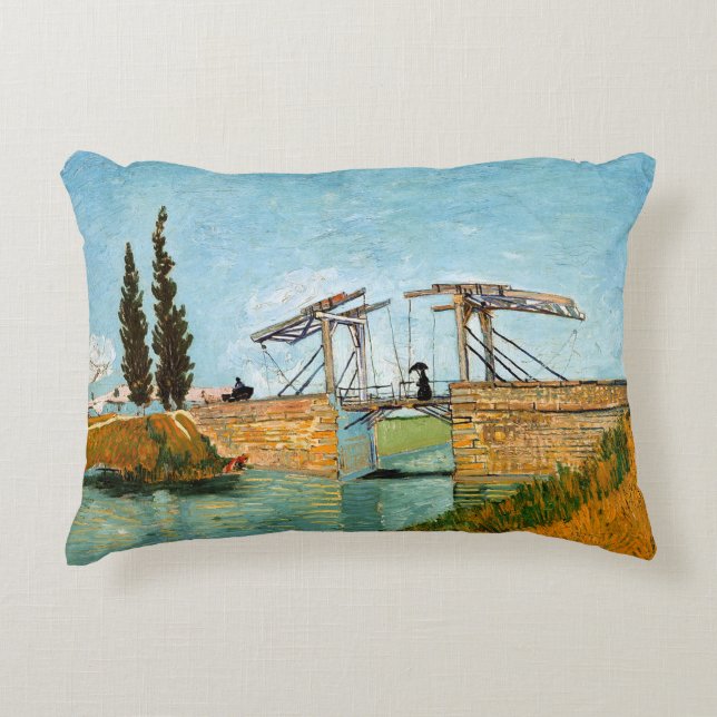 Vincent van Gogh - Langlois Bridge at Arles #3 Decorative Cushion (Front)