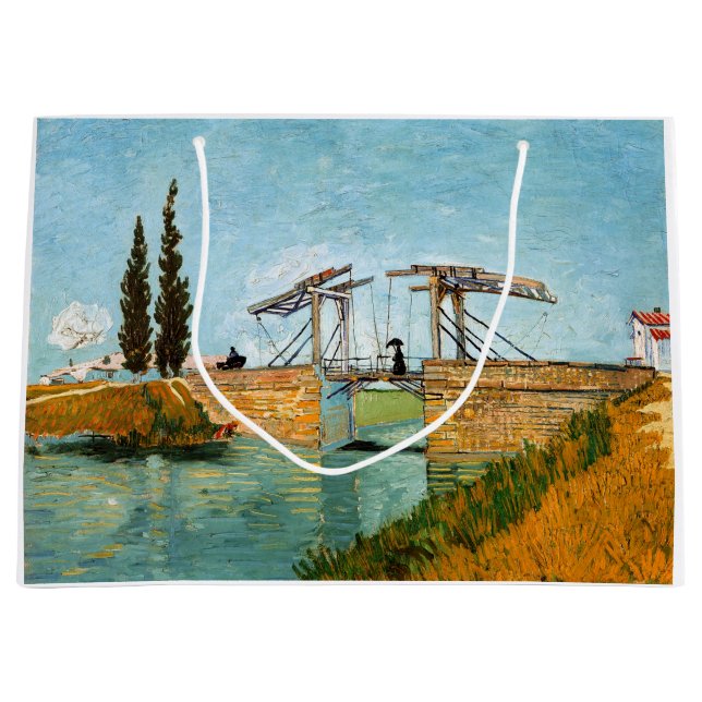 Vincent van Gogh - Langlois Bridge at Arles #3 Large Gift Bag (Front)