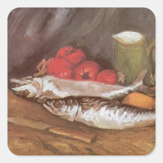 Vincent van Gogh - Mackerels, Lemons and Tomatoes Square Sticker