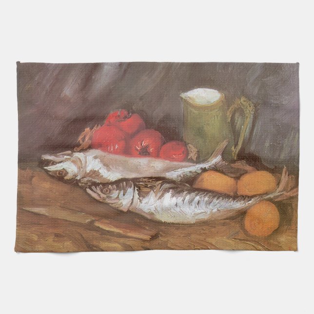 Vincent van Gogh - Mackerels, Lemons and Tomatoes Tea Towel (Horizontal)