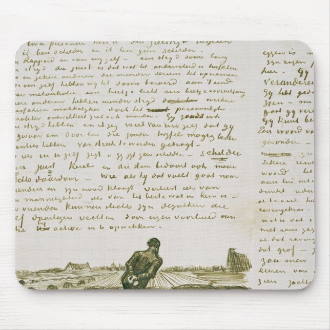 Vincent van Gogh | Man pulling a harrow Mouse Mat (Front)