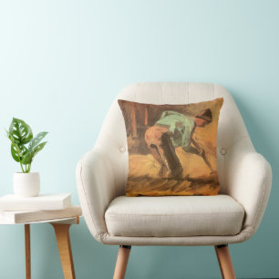 Vincent van Gogh - Man Stooping w Stick or Spade Cushion