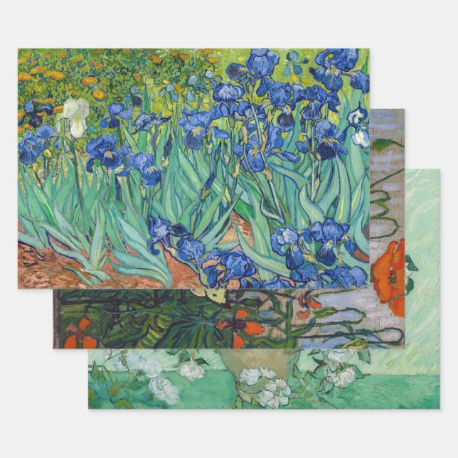 Vincent Van Gogh - Masterpieces Flowers Selection Wrapping Paper Sheet (Set)