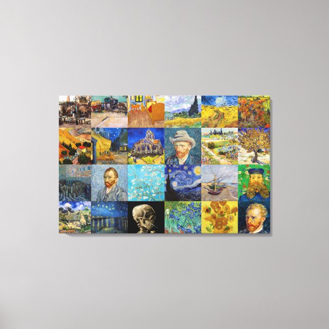 Vincent van Gogh - Masterpieces Mosaic Patchwork Canvas Print (Front)