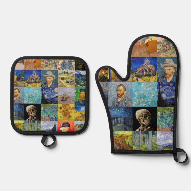 Vincent van Gogh - Masterpieces Mosaic Patchwork Oven Mitt & Pot Holder Set (Front)