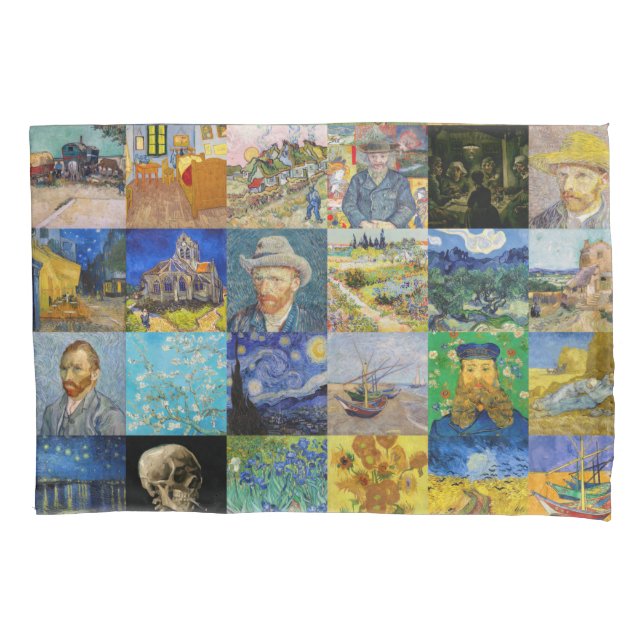 Vincent van Gogh - Masterpieces Mosaic Patchwork Pillowcase (Front)
